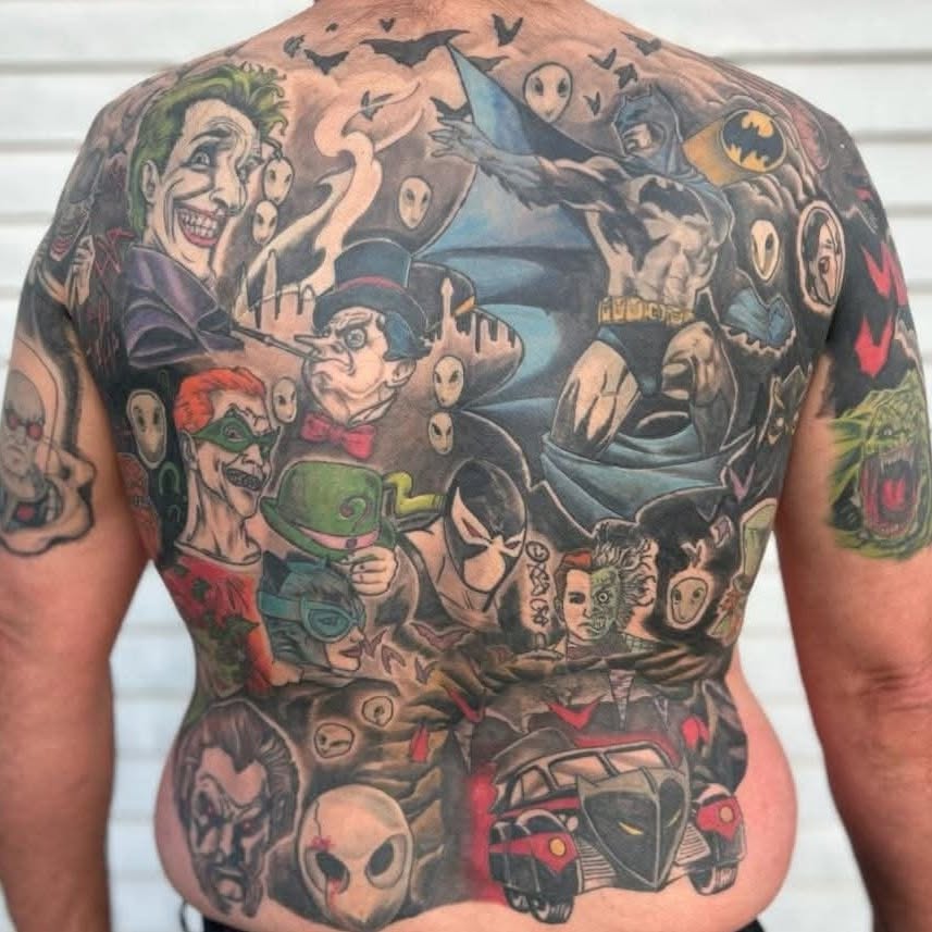 Batman villains full back piece in color