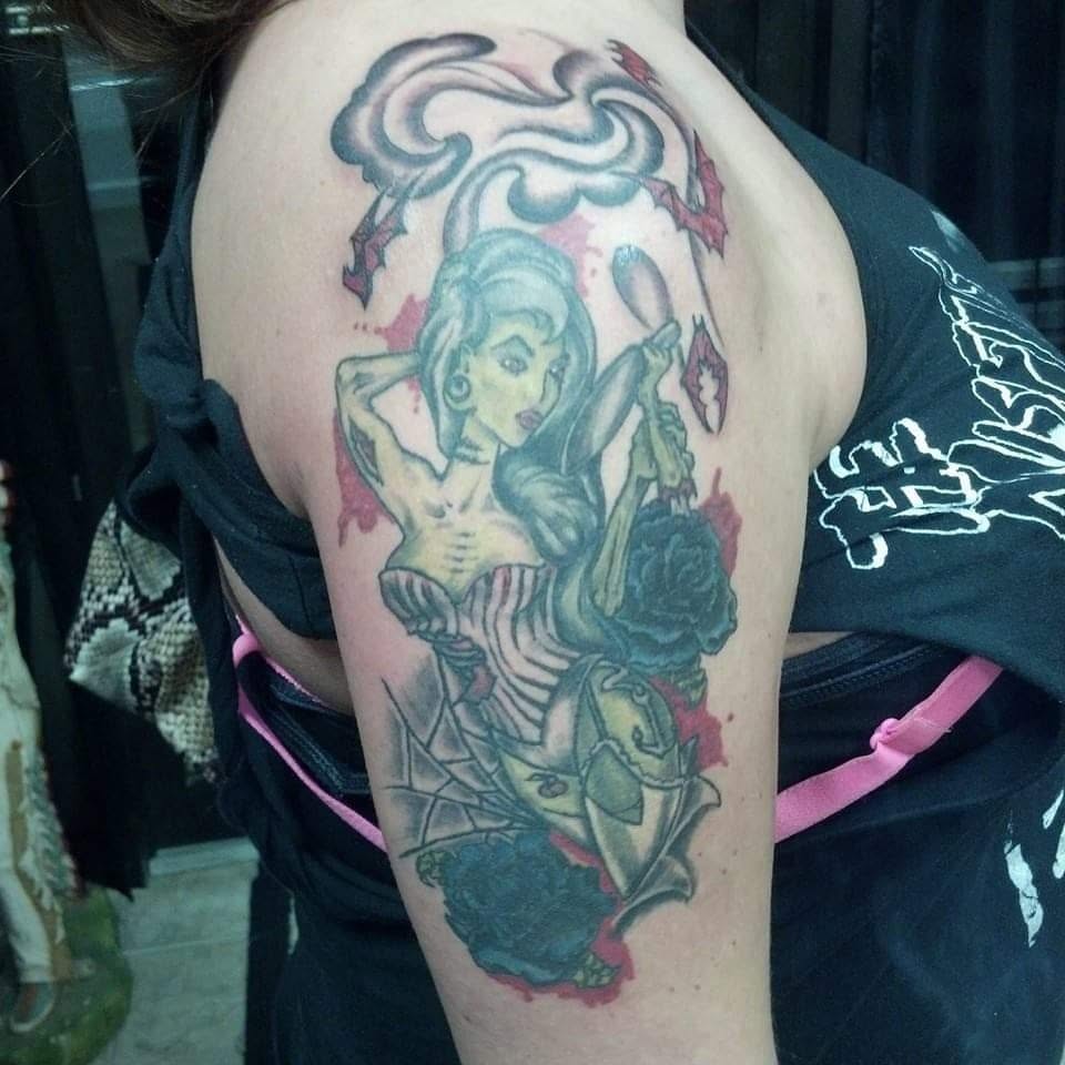 Bride of Frankenstein pin-up tattoo