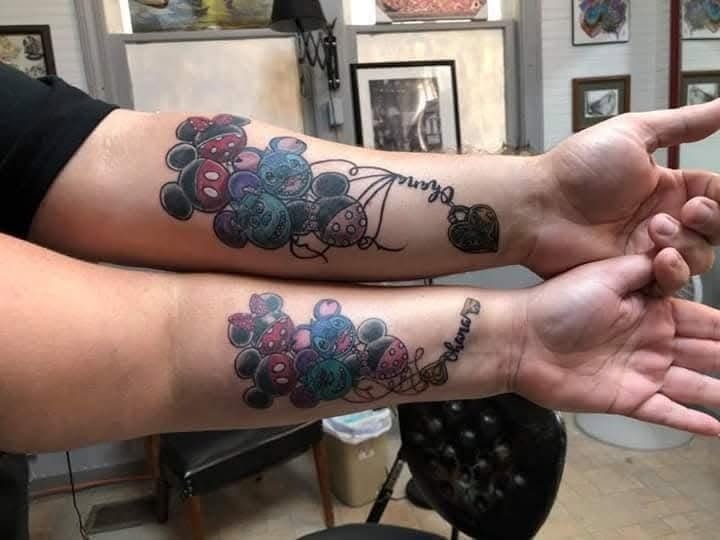 Matching Mickey balloon ohana tattoos